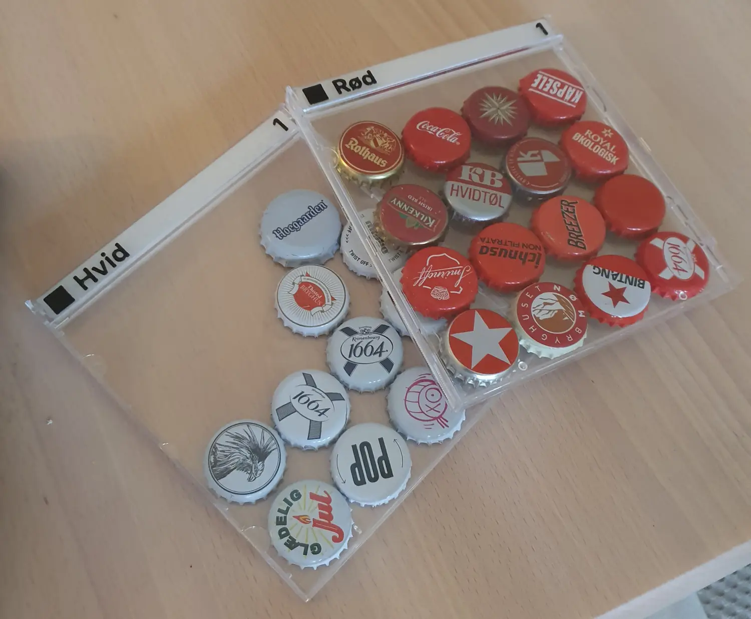 My bottle caps encased in CD cases.