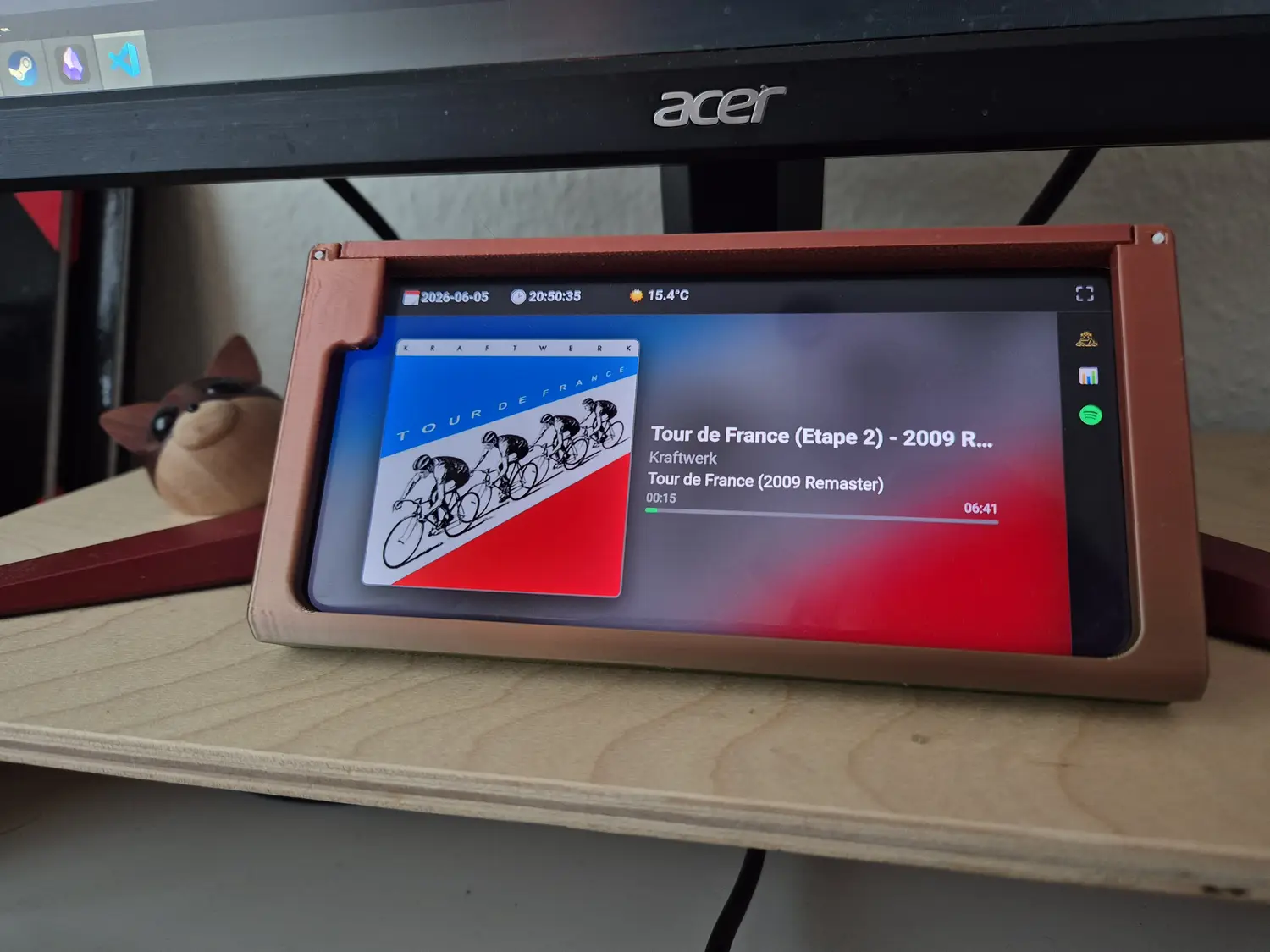 Phone dashboard displaying currently playing song